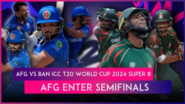 AFG vs BAN ICC T20 World Cup 2024 Super 8 Stat Highlights: Naveen-ul-Haq and Rashid Khan Shine as Afghanistan Enter Semifinals