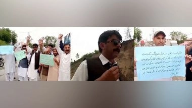 World News | PoJK: People Block Neelam Valley Road to Demand Immediate Shifting of High-tension Line Tower on Hilltop