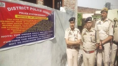 India News | J-K Police Seize Properties Worth Rs 2 Crore Belonging to Drug Smuggler in Bishnah