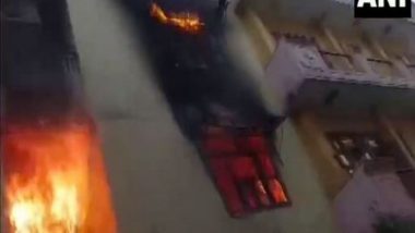 India News | Fire Breaks out at Two-storey Building in UP's Ghaziabad