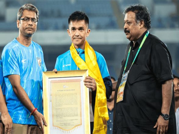 Sports news |  All India Football Federation President Kalyan Chaubey congratulated Sunil Chhetri after the match against Kuwait