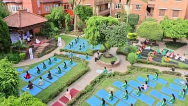 World News | International Day of Yoga 2024: Indian Embassy in Nepal Organises Yoga Session in Front of Pashupatinath Temple