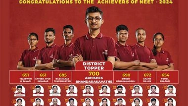 Business News | NEET: Student Of Excellent NEET Academy Dharwad Tops District, Bags 700 Marks