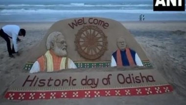 India News | Sudarsan Pattnaik Creates Sand Sculpture of PM Modi, Odisha CM-designate Mohan Charan Majhi
