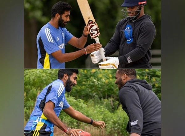Sports News | Jasprit Bumrah Tries Hand at American Football, Meets NFL Star Micah Parsons
