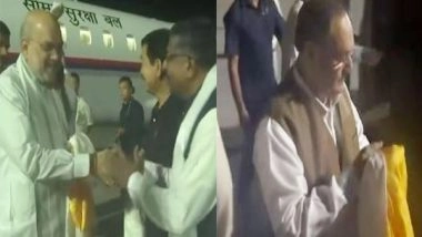India News | Amit Shah, JP Nadda Arrive in Itanagar for Oath Ceremony of Arunachal Pradesh CM-designate Pema Khandu