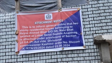 India News | J-K: Anantnag Police Attach House Belonging to Terror Associate