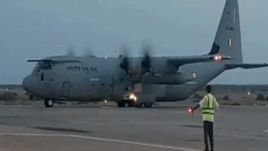 India News | Kuwait Fire: IAF's C-130J Super Hercules on Stand-by at Hindan Airbase for Bringing Back Bodies of Indians