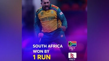 Sports News | T20 WC: Shamsi's Four-wicket Haul Helps Proteas Clinch 1-run Win over Nepal in Thriller Match