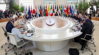 Business News | At G7 Summit, PM Modi Calls for Mass Usage of Technology, Not Monopolising It
