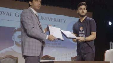 Sports News | Royal Global University Announces Cricketer Riyan Parag as Brand Ambassador