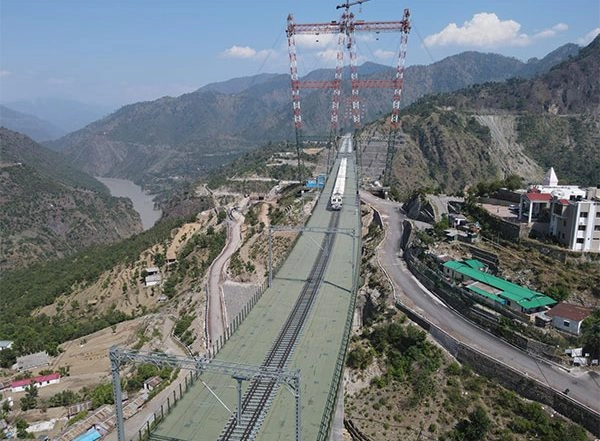 India News | Trial Run Conducted Between Sangaldan - Reasi Section on World's Highest Chenab Rail Bridge