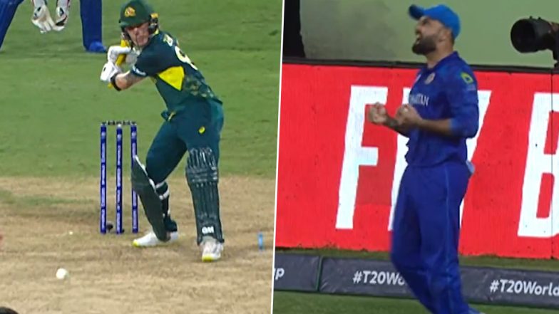 Afghanistan Winning Moment Video: Watch Mohammad Nabi Take Adam Zampa's Catch Off Azmatullah Omarzai's Bowling As Afghans Stun Australia in T20 World Cup 2024 Super 8