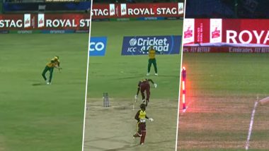 Anrich Nortje Executes Brilliant Direct Hit to Run Out Andre Russell During South Africa vs West Indies ICC T20 World Cup 2024 Super 8 Match (Watch Video)