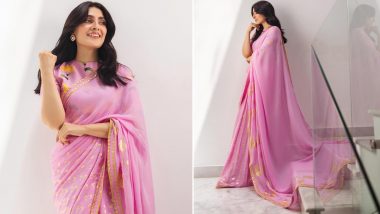 Ayeza Khan Stuns in Blush Pink Masaba Saree for Eid Celebrations, Pakistani Actress Shines Bright in the Simple yet Elegant Look (View Photos)