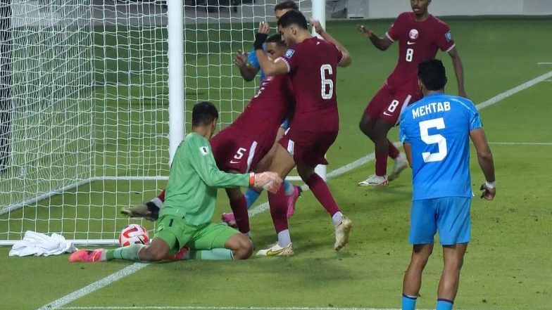 Controversy Erupts As Qatar Equalise Through Yousef Aymen Against India After Ball Went Out of Play in FIFA World Cup 2026 Qualifiers (Watch Video)