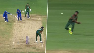 Comedy of Errors! Bangladesh Fielders Fail To Effect a Run Out After Huge Mix-Up Between Rahmanullah Gurbaz and Azmatullah Omarzai Sees Both Batters Stranded at One End (Watch Video)