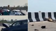 Bardoli Road Accident: One Killed, Seven Others Injured After Three Cars Collide in Gujarat (Watch Video)
