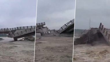 Araria Bridge Collapses in Bihar Video: Portion of Bridge on Bakra River Collapses Ahead of Inauguration, Watch