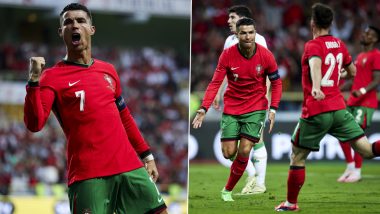 Cristiano Ronaldo Reacts After Scoring a Brace in Portugal’s 3–0 Win Over Ireland in International Friendly 2024 (View Post)