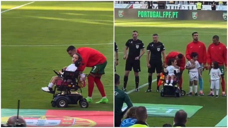 Cristiano Ronaldo Assists Little Girl in Wheelchair Ahead of Portugal vs Ireland International Friendly 2024 (Watch Videos)