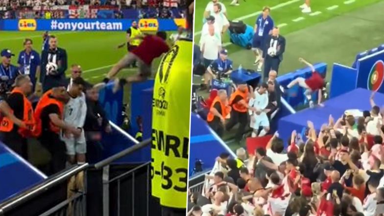 Cristiano Ronaldo Survives Major Injury Scare After Fan Jumps, Almost Crashes Onto CR7 as Portuguese Captain Walks Back to Dressing Room During Georgia vs Portugal UEFA Euro 2024 Match (Watch Video)