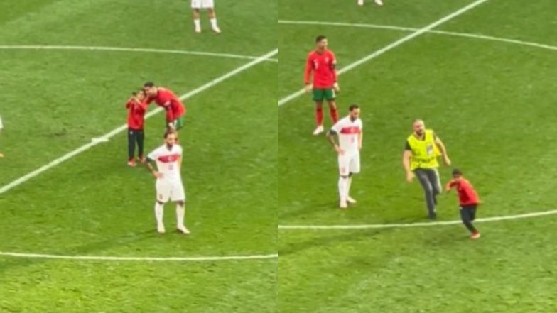 Young Fan Invades Pitch, Clicks Selfie With Cristiano Ronaldo During Turkey vs Portugal UEFA Euro 2024 Match; Video Goes Viral