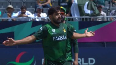 Haris Rauf Becomes Fastest Pacer To Reach 100 T20I Wickets, Achieves Feat by Dismissing Shreyas Movva During PAK vs CAN T20 World Cup 2024 Match (Watch Video)