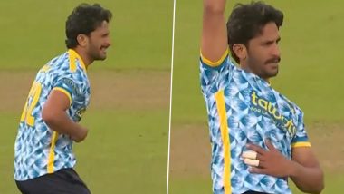 Pakistan Bowler Hasan Ali Hurts Himself While Celebrating After Taking A Wicket During Birmingham Bears vs Nottinghamshire Vitality Blast 2024 (Watch Video)