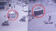 Kolhapur Rash Driving: Speeding Car Rams Into Three Bikes, Tosses People in Air; Horrific Accident Video Surfaces