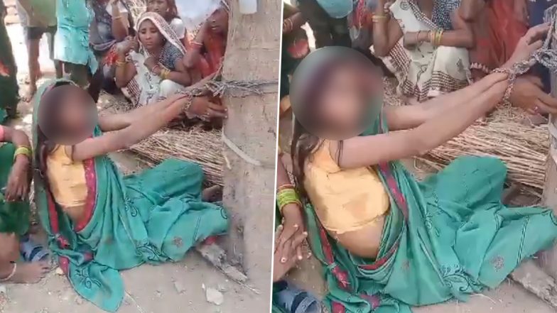 Uttar Pradesh Shocker: Woman Tied to Tree, Brutally Beaten by In-Laws Over Dowry in Aligarh; Four Arrested After Video Surfaces