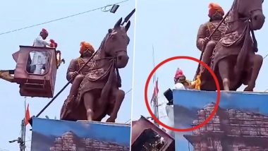 Bhopal: Crane Collapses During Maharana Pratap’s Birth Anniversary Event, Councillor and Two Others Suffer Injuries (Watch Video)