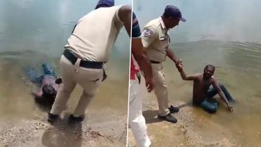 Telangana: Exhausted From Gruelling Schedule, Drunk Man Decides to Take Dip in Pond to Relax; Falls Asleep in Water (Watch Video)