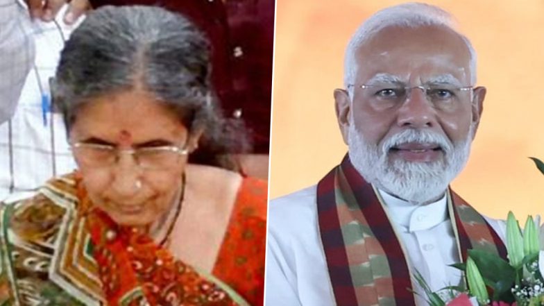 Jashodaben Visits Agra Temple; Asked for Reaction on Her Husband Narendra Modi Becoming PM for Third Time by Journalists (Watch Video)