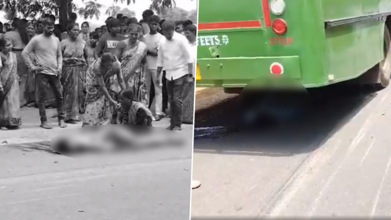 Road Accident in Telangana: Student Dies, Friend Injured After Bus Hits Bike in Rudrangi, Disturbing Videos Surface