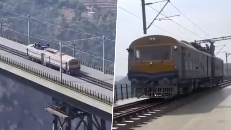 Indian Railways Conducts Trial Run Of Sangaldan-Reasi Link, Ashwini Vaishnaw Shares Video of Train Crossing World's Highest Steel Arch Rail Bridge