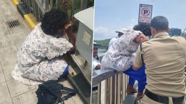 Hyderabad: Madhapur Traffic Police Rescue Woman from Suicide Attempt on Durgam Cheruvu Cable Bridge (See Pics)