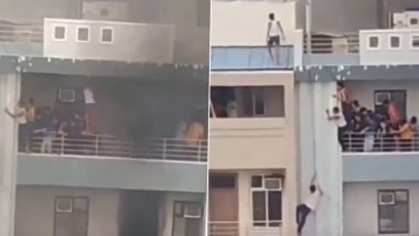 Kota Hostel Fire: Dramatic Old Video of Students Hanging Out of Building During Fire Incident Goes Viral Again