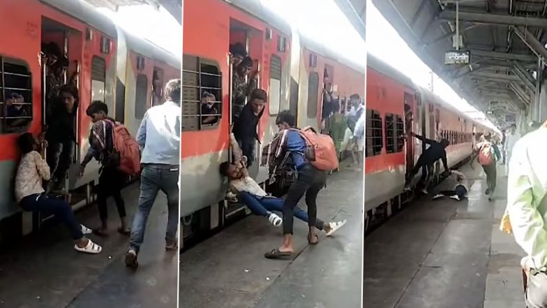 Bhopal: Two Miscreants Drag Youth By Collar Alongside Moving Train at Railway Station, Horrific Video Surfaces