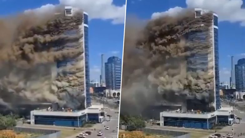 Kazakhstan Fire: Massive Blaze Erupts in 26-Storey Building in Astana, Video Shows Large Plumes of Black Smoke in Air