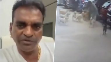 Horrific Dog Attack in Hyderabad: Woman Attacked by Nearly 15 Stray Dogs While on Her Morning Walk, Uses Her Slipper to Defend Herself (Watch Video)