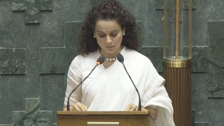 Kangana Ranaut Takes Oath as Member of Parliament After Winning Lok Sabha Election From Mandi (Watch Video)