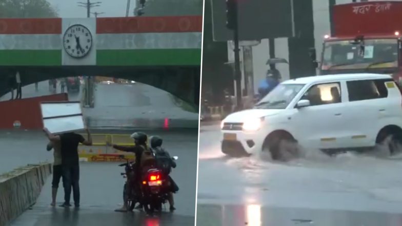 Delhi Rains: Truck, Car Submerged Under Minto Bridge as Incessant Rainfall Causes Severe Waterlogging (Watch Videos)