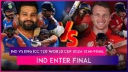 IND vs ENG ICC T20 World Cup 2024 Semifinal Stat Highlights: Rohit Sharma, Bowlers Shine As India Beat England To Qualify for Final