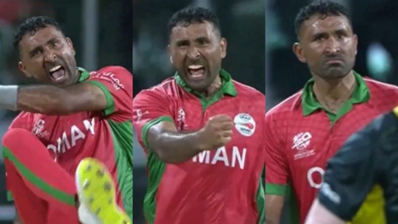 Oman Bowler Kaleemullah Gives Fiery Send Off to David Warner After Dismissing Him During AUS vs OMA T20 World Cup 2024 (Watch Video)