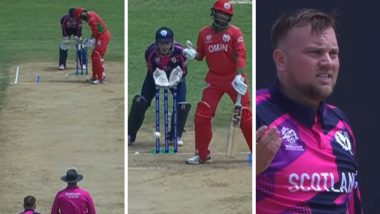 Mark Watt Clean Bowls Khalid Kail During OMA vs SCO ICC Men’s T20 World Cup 2024 Match but Umpires Calls It Dead Ball As Batsman Steps Aside (Watch Video)