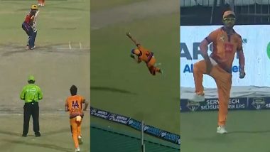 Abhishek Das Takes Sensational One-Handed Diving Catch, Performs ‘Shikhar Dhawan’ Celebration During Rashmi Medinipur Wizards vs Adamas Howrah Warriors Bengal Pro T20 League 2024 Match (Watch Video)