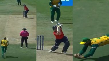 Aiden Makram Takes Stunning Catch Running Backwards To Dismiss Harry Brook During ENG vs SA ICC T20 World Cup 2024 Super 8 Match (Watch Video)