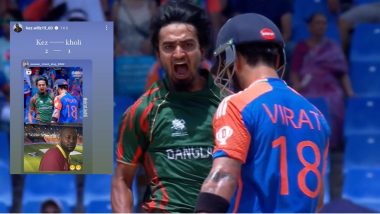 Kesrick Williams Posts Cryptic Instagram Story on Virat Kohli and Tanzim Hasan Sakib’s Face During IND vs BAN ICC T20 World Cup 2024 Super Eight Match (See Post)