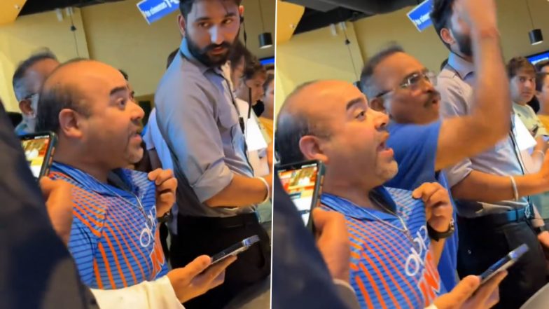 Indian Cricket Fan Angrily Shouts at Mississauga's Cineplex Employee in Canada for Not Playing India vs Pakistan ICC T20 World Cup 2024 Match, Video Goes Viral